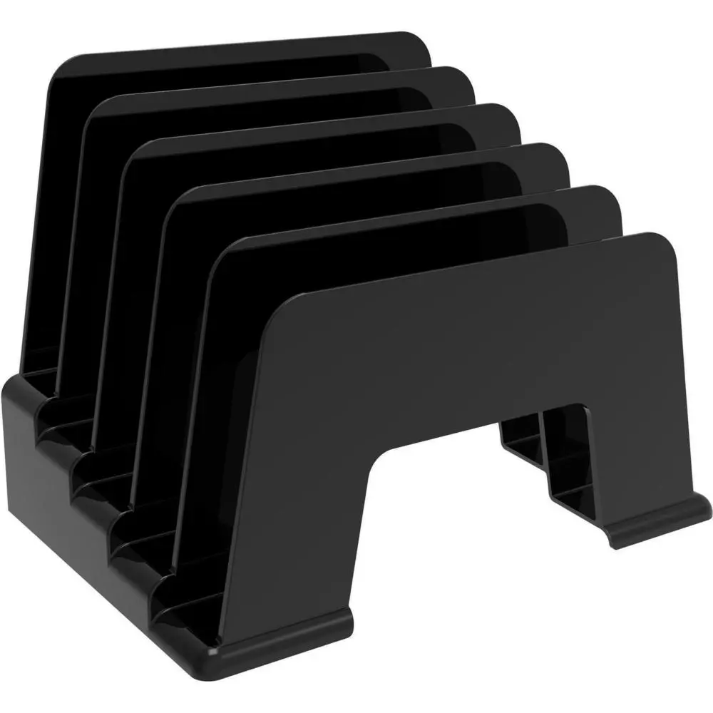 Deflecto Sustainable Office Small Incline Sorter - 5 Compartment(s) - 6" Height x 8" Width x 5.5" DepthDesktop - Sturdy - 30% Recycled - Black - Plastic - 1 Each - Image 3
