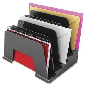 Deflecto Sustainable Office Small Incline Sorter - 5 Compartment(s) - 6" Height x 8" Width x 5.5" DepthDesktop - Sturdy - 30% Recycled - Black - Plastic - 1 Each - Image 5