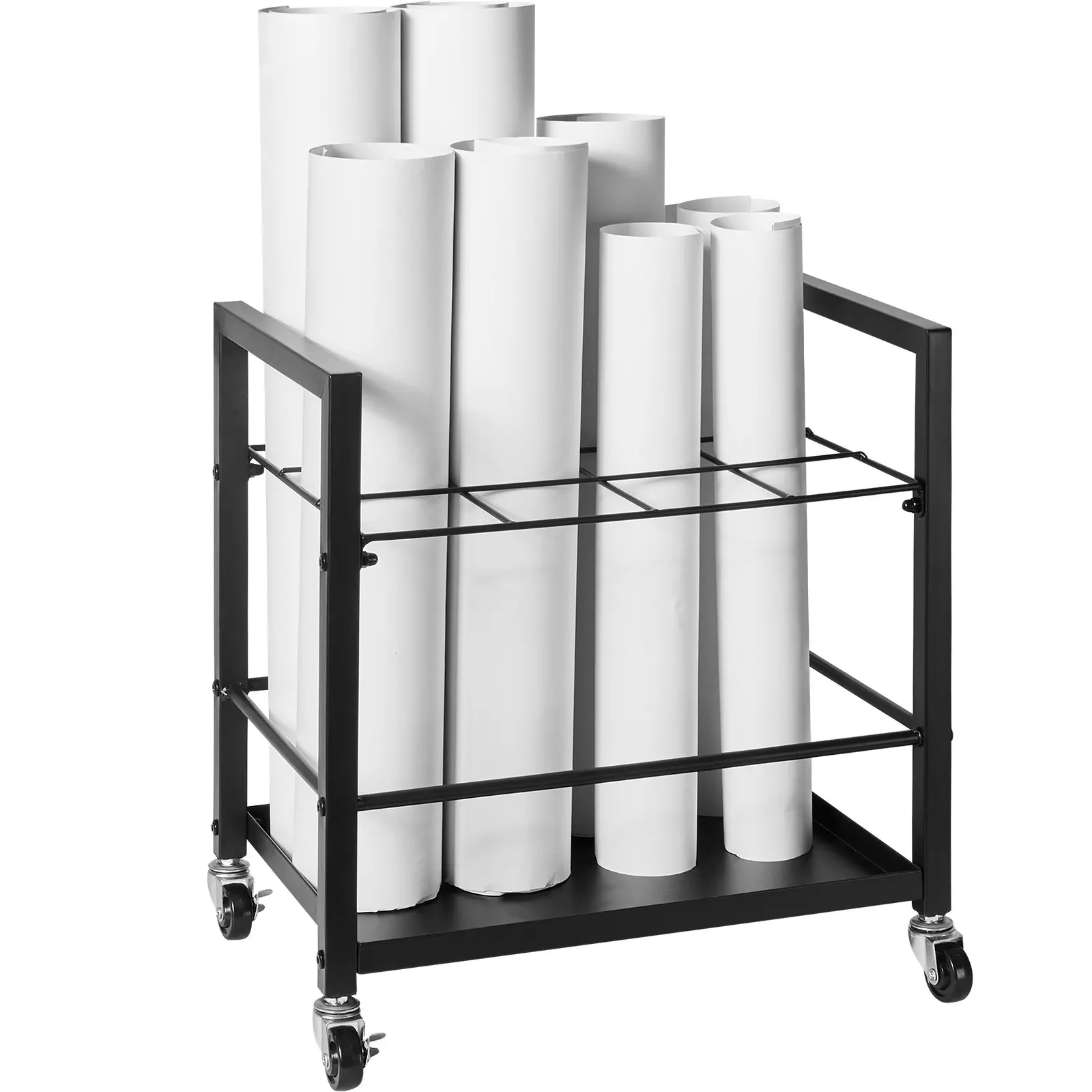 VEVOR Blueprint Storage Rack 12 Slots Mobile Roll File Holder for Architectural, Blue Print Storage Organizer - Mobile Roll File Cart, Construction Plan Holders, Blueprint Cabinet with Wheels, Roll Files Storage for Office and Home - Image 10