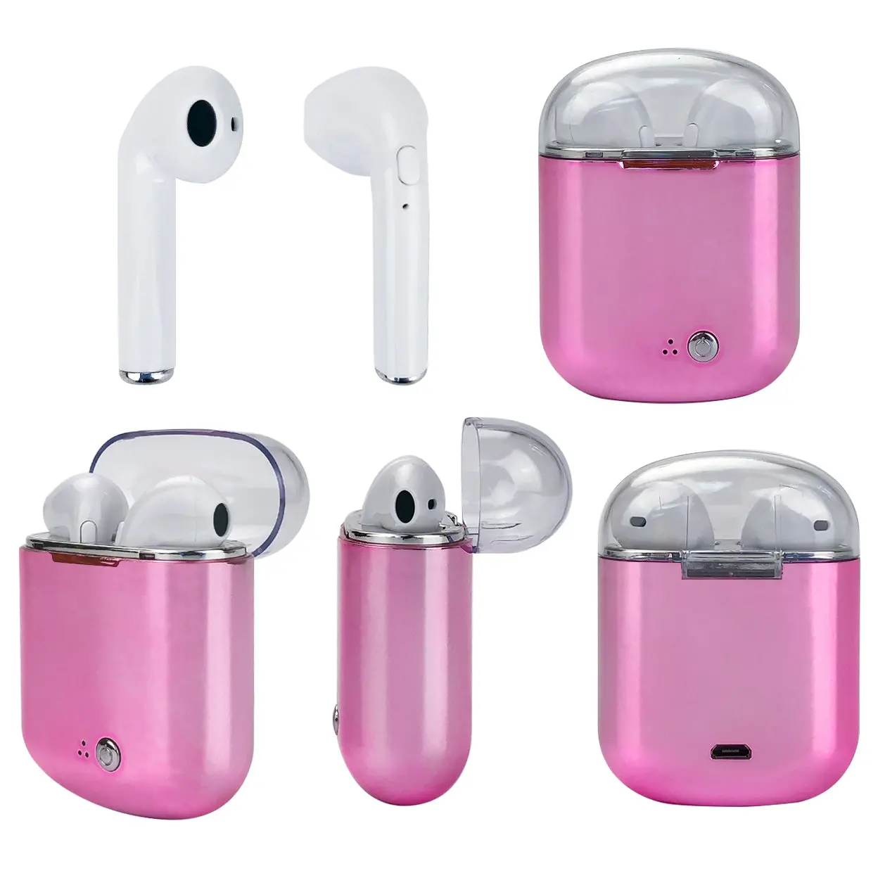 Clear Top Dual Chamber Wireless Bluetooth Earphones With Charging Box - Image 5