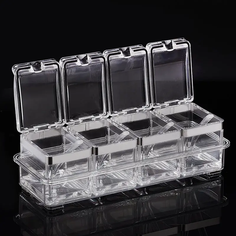 European acrylic seasoning box Stainless steel sealing ring transparent environmental condiment box suit kitchen supplies - Image 44