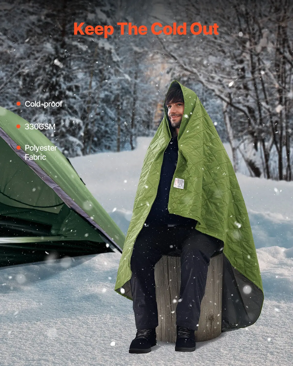 Camping Blanket 82" x 55" Warm Stadium Blanket 330GSM Outdoor Travel - Image 9947
