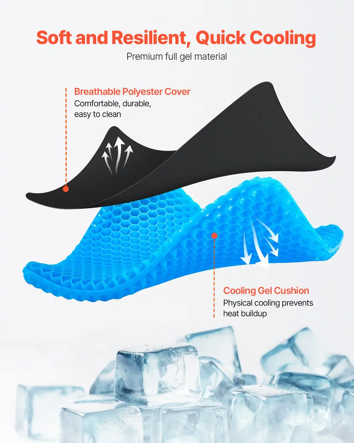 VEVOR Seat Cushion Cooling Gel Seat Chair Cushion for Hips Back Pressure Relief - Image 3