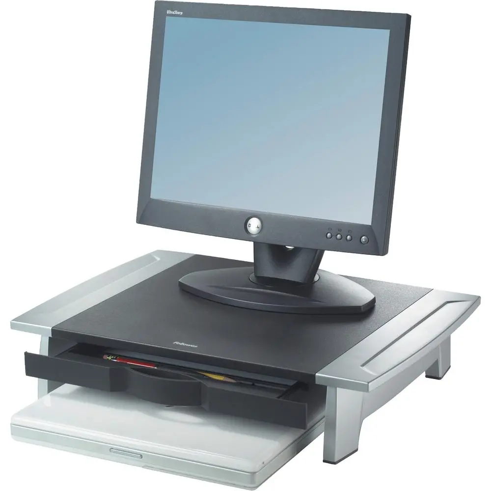 Fellowes Office Suites? Monitor Riser - Up to 21" Screen Support - 80 lb Load Capacity - 4.2" Height x 19.9" Width x 14.1" Depth - Desktop - High Performance Steel (HPS) - Black, Silver - Image 8