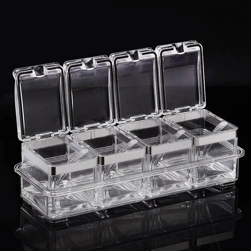 European acrylic seasoning box Stainless steel sealing ring transparent environmental condiment box suit kitchen supplies - Image 5