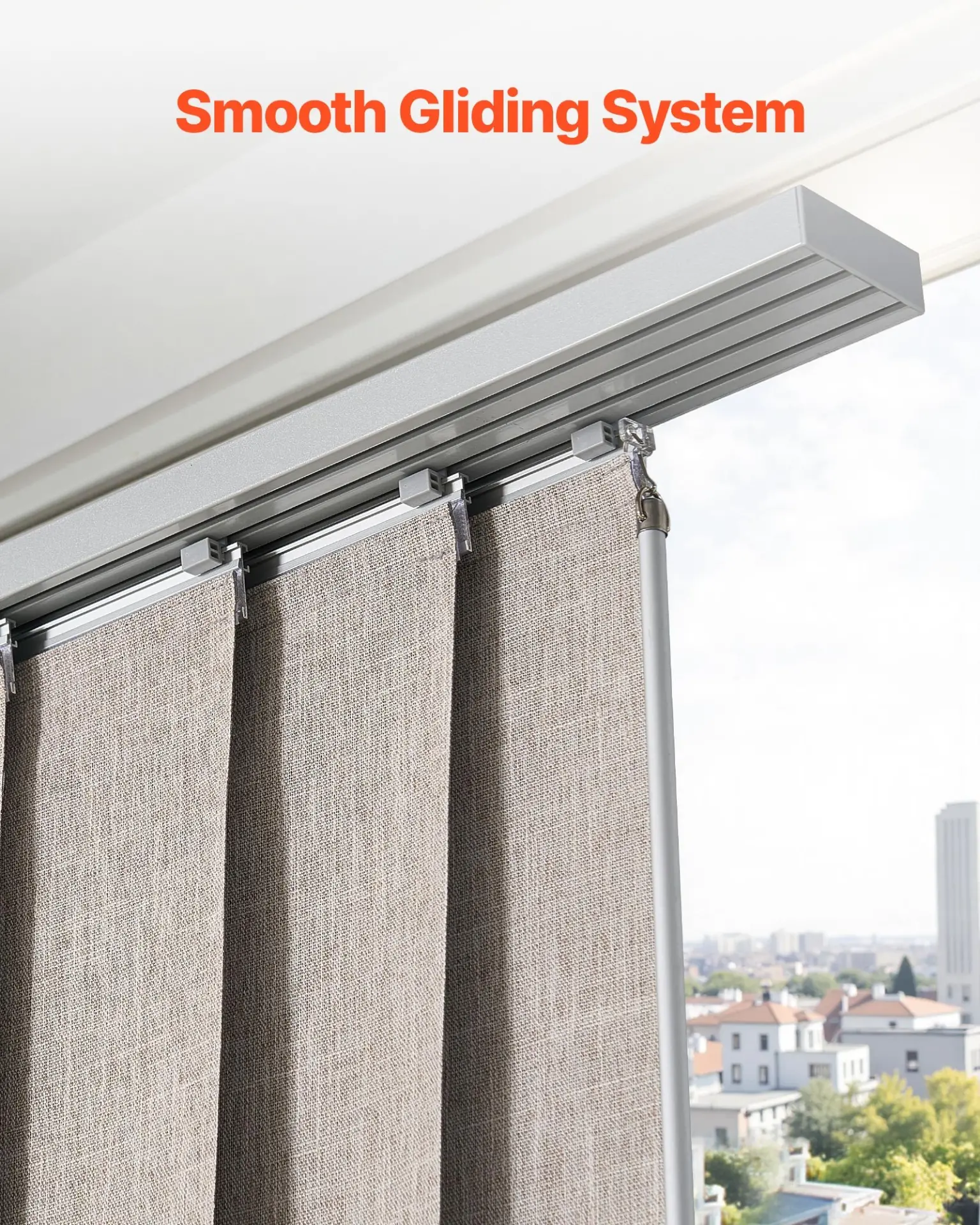 VEVOR Panel Track Blinds, Extendable Track from 45.8 in to 86 in W, Trimmable Panel Curtains Up to 96 in H, Vertical Blackout Panel Blinds for Sliding Doors, Patio Doors, Room Divider, Windows, Brown - Image 4