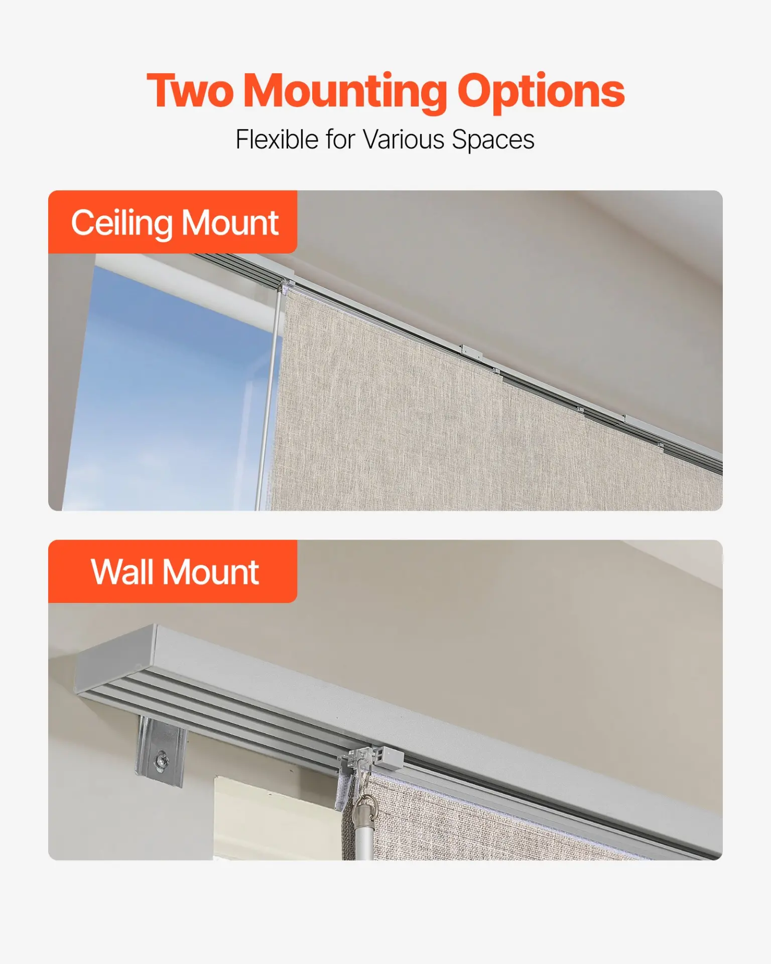 VEVOR Panel Track Blinds, Extendable Track from 45.8 in to 86 in W, Trimmable Panel Curtains Up to 96 in H, Vertical Blackout Panel Blinds for Sliding Doors, Patio Doors, Room Divider, Windows, Brown - Image 5